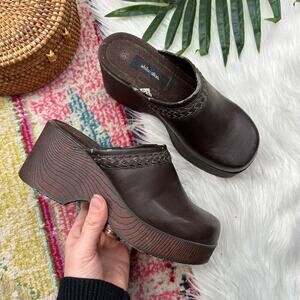 Vintage Y2K 2000s Xhilaration Neutral Brown Slip On Chunky Platform Clog 5.5